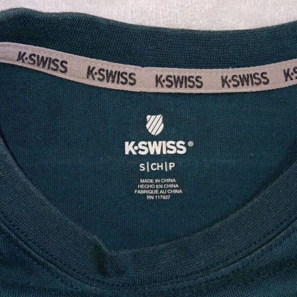 K-Swiss Tshirt Size Small  Unisex or Women's  PTP 19.5 Length 27" Color Dark Gre - Picture 3 of 7